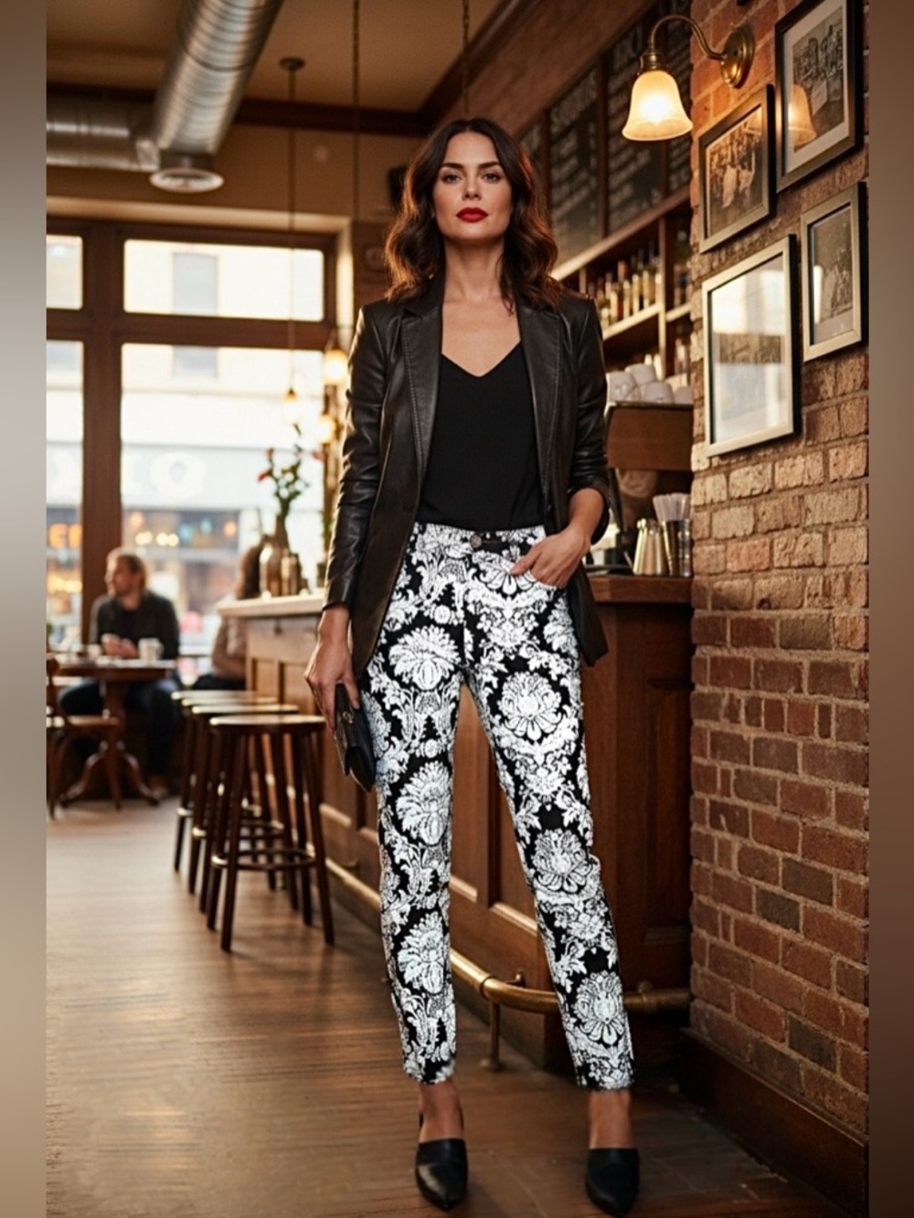 VENUS - Foil Damask Jeans